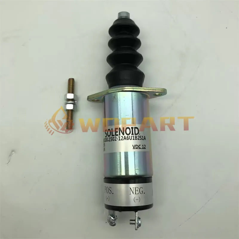 Diesel Stop Solenoid 1500-2149 1502-12A6U1B2S1A 12V with 3 Terminals for Woodward 1500 Series