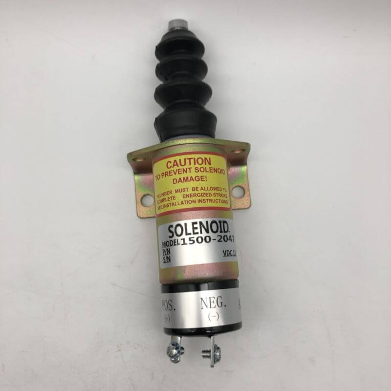 Stop Solenoid 1500-2047 1502-12C6U1B2S1 12V with 2 Terminals for Woodward Cummins 6cta 8.3L