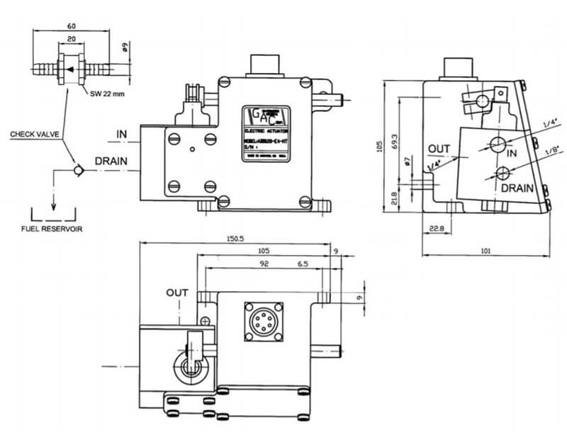 ADB-120-E4-HT GAC Electric Actuator with Fuel Metering Valve 12+24V